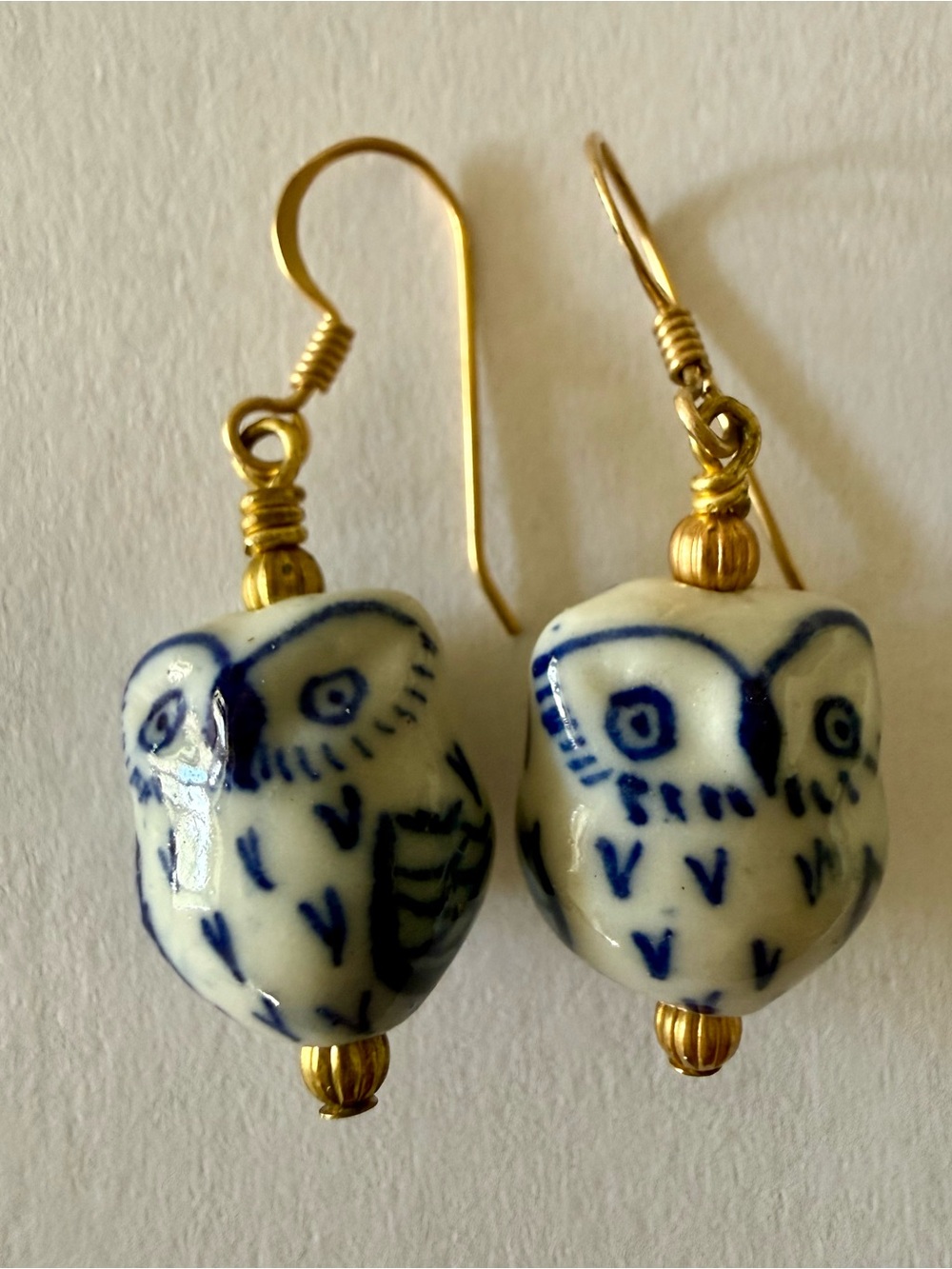 Owl bead earrings, 14K Gold Filled
